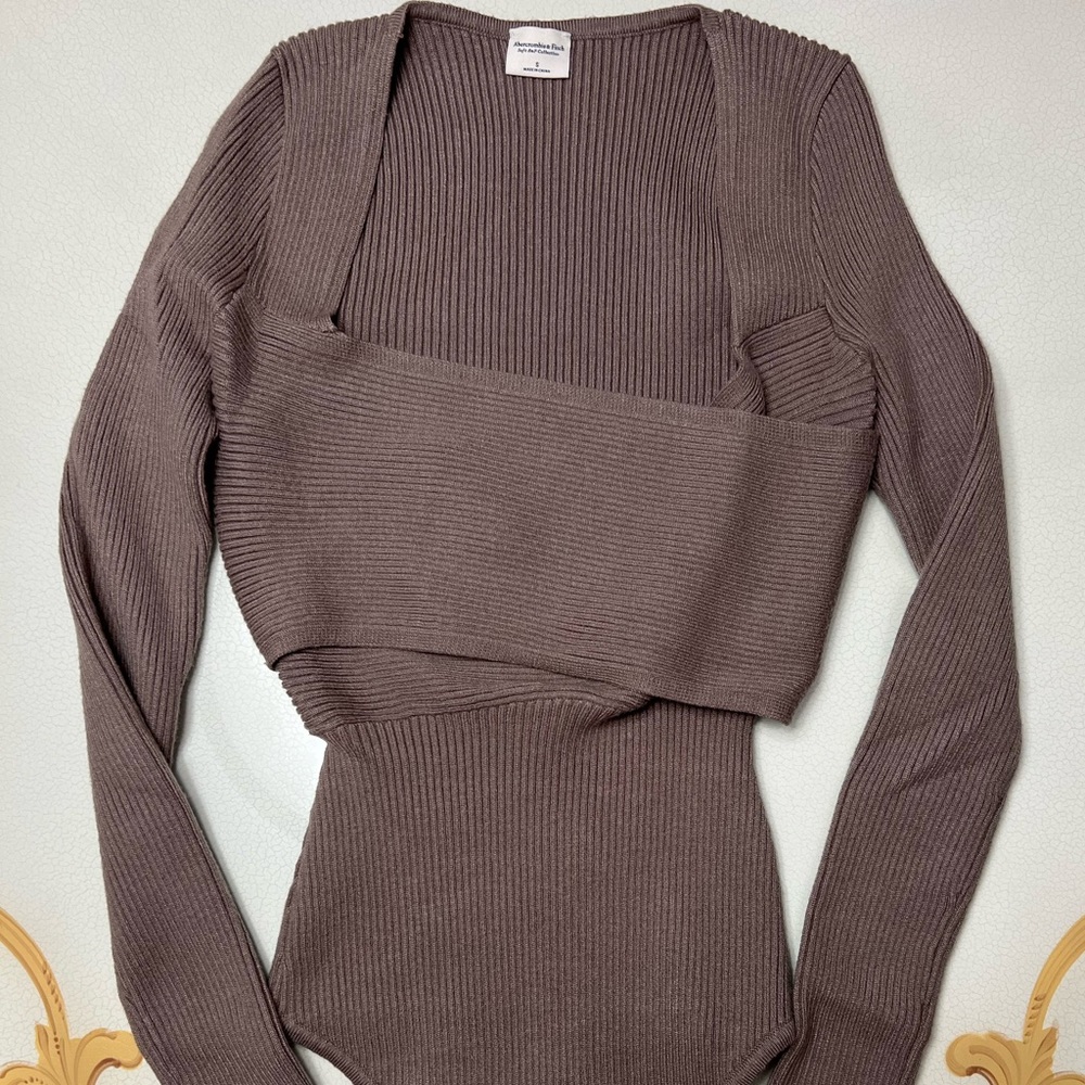 Taupe Abercrombie Sweater-Like Bodysuit